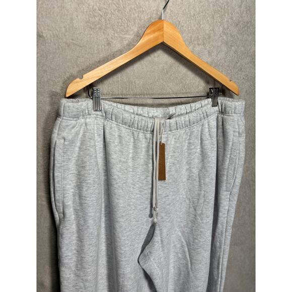 Skims Cotton Fleece Straight Leg Pant Sweatpants Light Heather Grey Womens 2X - Picture 7 of 9